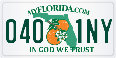 FL license plate 0401NY
