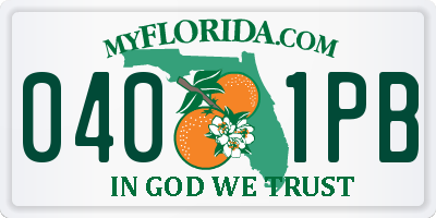 FL license plate 0401PB