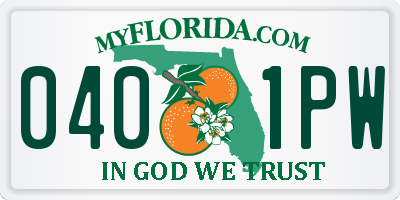 FL license plate 0401PW