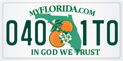 FL license plate 0401TO