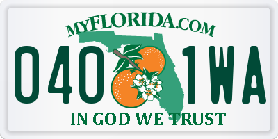 FL license plate 0401WA