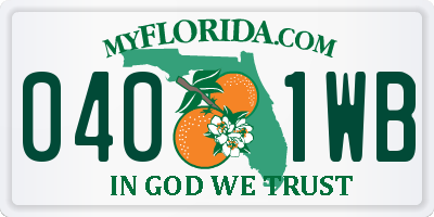 FL license plate 0401WB