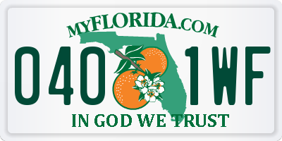 FL license plate 0401WF