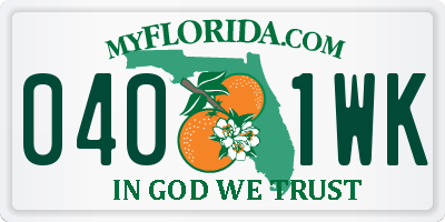 FL license plate 0401WK