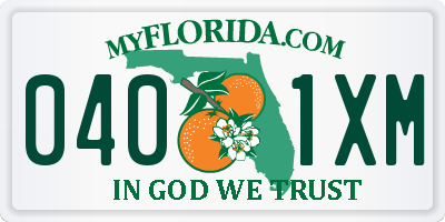 FL license plate 0401XM