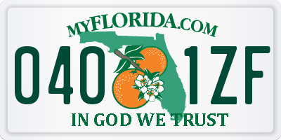 FL license plate 0401ZF