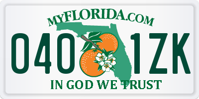 FL license plate 0401ZK