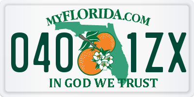 FL license plate 0401ZX