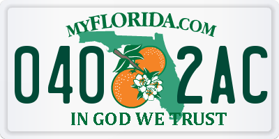 FL license plate 0402AC