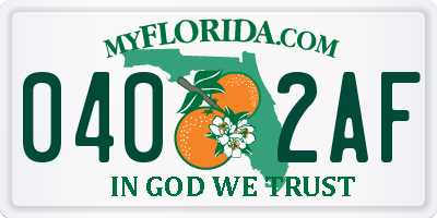 FL license plate 0402AF