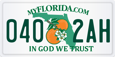 FL license plate 0402AH