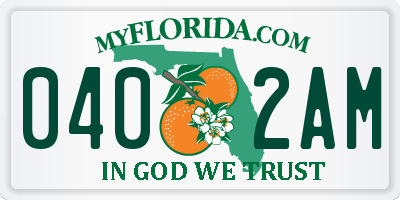FL license plate 0402AM