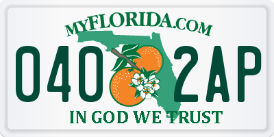 FL license plate 0402AP