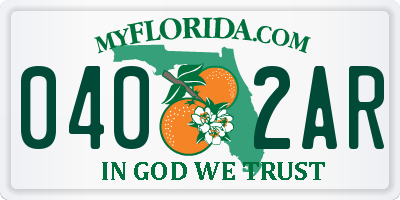 FL license plate 0402AR