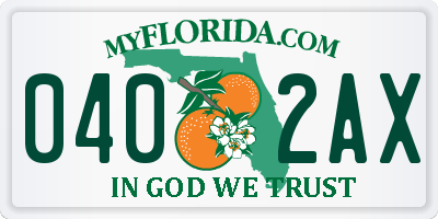 FL license plate 0402AX