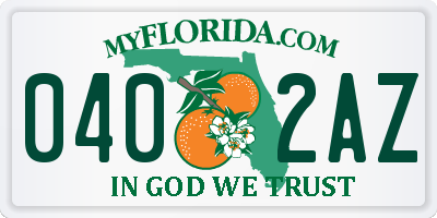 FL license plate 0402AZ