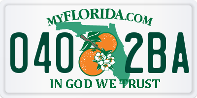 FL license plate 0402BA