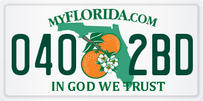 FL license plate 0402BD