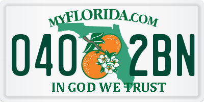 FL license plate 0402BN