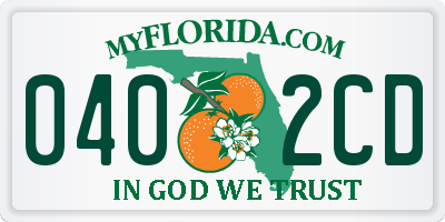 FL license plate 0402CD