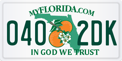 FL license plate 0402DK