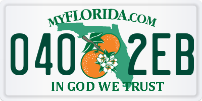 FL license plate 0402EB