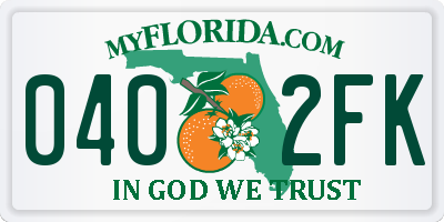 FL license plate 0402FK