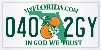 FL license plate 0402GY