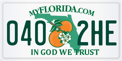 FL license plate 0402HE