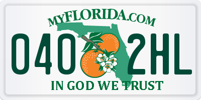 FL license plate 0402HL