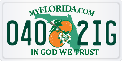 FL license plate 0402IG