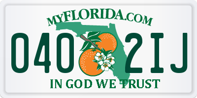 FL license plate 0402IJ