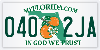 FL license plate 0402JA