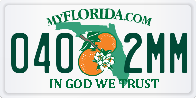 FL license plate 0402MM