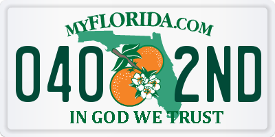 FL license plate 0402ND