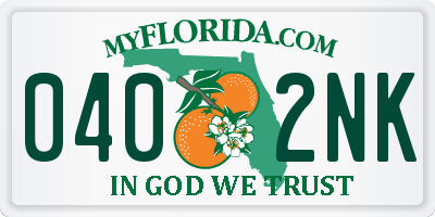 FL license plate 0402NK