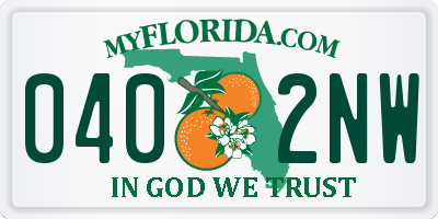 FL license plate 0402NW