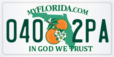 FL license plate 0402PA