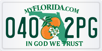 FL license plate 0402PG