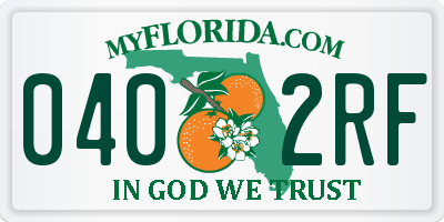 FL license plate 0402RF