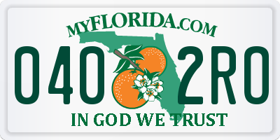 FL license plate 0402RO