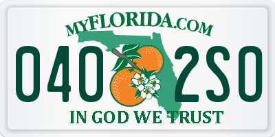 FL license plate 0402SO