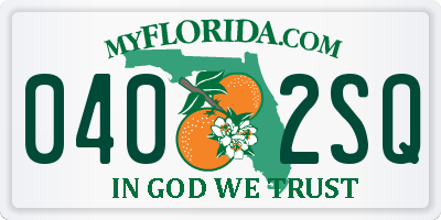 FL license plate 0402SQ