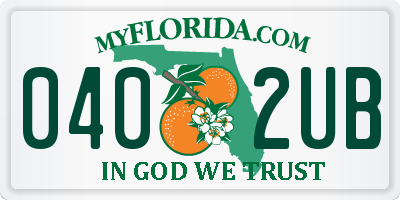 FL license plate 0402UB