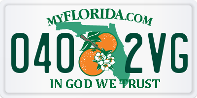 FL license plate 0402VG