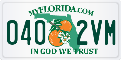 FL license plate 0402VM