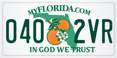 FL license plate 0402VR
