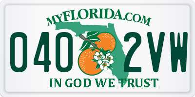 FL license plate 0402VW