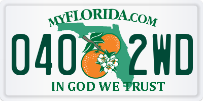 FL license plate 0402WD