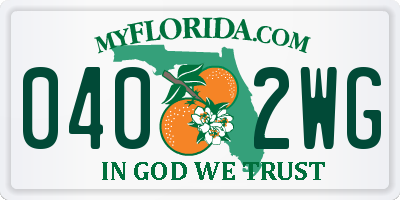 FL license plate 0402WG